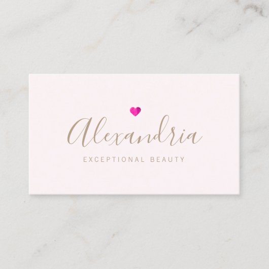 Simple Pink Heart Handwritten Script Calligraphy 名刺 (正面)