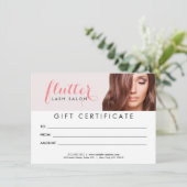 Simple Pink Lashサロン写真ギフト証明書 (スタンド正面)