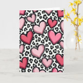 Simple Pink Leopard Hearts Card カード (黄色い花)