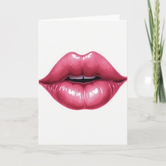 Simple Pink Lips Kiss Card カード (正面)