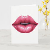 Simple Pink Lips Kiss Card カード (黄色い花)