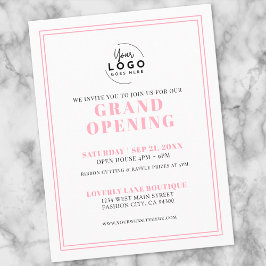 Simple Pink Logo Business Grand Opening Invitation ポストカード