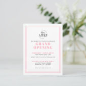 Simple Pink Logo Business Grand Opening Invitation ポストカード (スタンド正面)