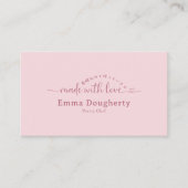 Simple Pink Made with Love Typography Bakery 名刺 (正面)