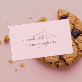 Simple Pink Made with Love Typography Bakery 名刺