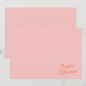 Simple Pink Orange Script Personalized Stationery  ノートカード (正面/裏面)