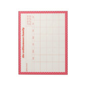 Simple Pink Red Checkered Family Planner Calendar ノートパッド (回転)