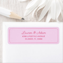 Simple Pink & Red Wedding Return Address ラベル