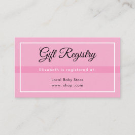 Simple Pink Registry Babyshower Enclosure Card エンクロージャーカード