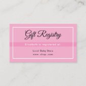 Simple Pink Registry Babyshower QR Enclosure Card エンクロージャーカード (正面)