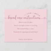 Simple Pink Script Bread Care Instructions Bakery サンキューカード (正面)