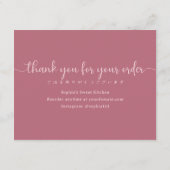 Simple Pink Script Cake Care Instructions Bakery サンキューカード (裏面)
