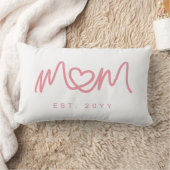 Simple Pink Script Heart Cute New Mom Established ランバークッション (ブランケット)