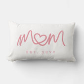 Simple Pink Script Heart Cute New Mom Established ランバークッション (正面)