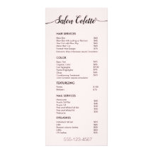 Simple Pink Script Salon Spa Service Menu