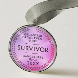 Simple Pink Survivor Awareness Fundraiser Medal メタルオーナメント