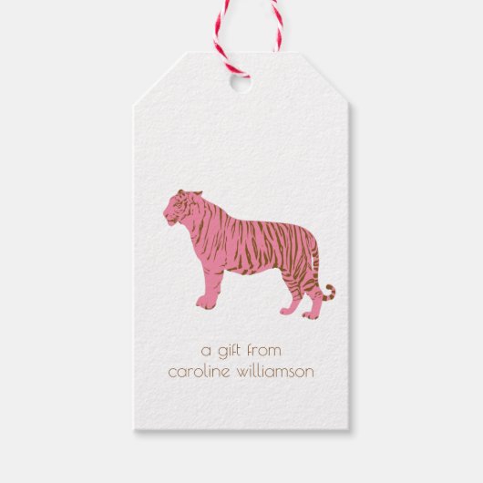 Simple Pink Tiger Art Personalized Stationery ギフトタグ (正面)
