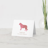 Simple Pink Tiger Art Personalized Stationery サンキューカード (正面)
