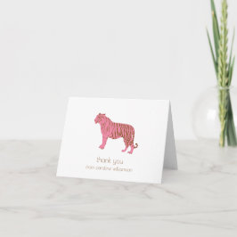 Simple Pink Tiger Art Personalized Stationery サンキューカード