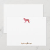 Simple Pink Tiger Script Personalized Stationery ノートカード (正面/裏面)