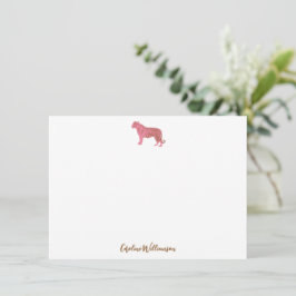 Simple Pink Tiger Script Personalized Stationery ノートカード
