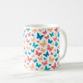 Simple Pink turguoise white Butterfly pattern コーヒーマグカップ (正面右)