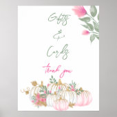 Simple Pink White Grenery Cute Little Baby Pumpkin ポスター (正面)