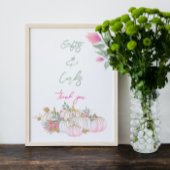 Simple Pink White Grenery Cute Little Baby Pumpkin ポスター
