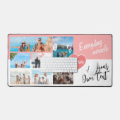 Simple pink white personalized text photo collage デスクマット (キーボード&マウス)