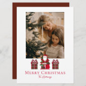 Simple Plaid Santa Wrapped Gifts Holiday Card シーズンカード (正面/裏面)