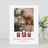 Simple Plaid Santa Wrapped Gifts Holiday Card シーズンカード (スタンド正面)