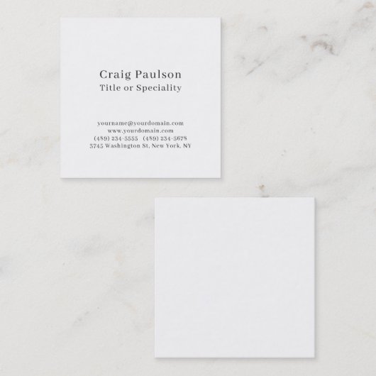 Simple Plain Black White Minimalist Modern スクエア名刺 (正面/裏面)