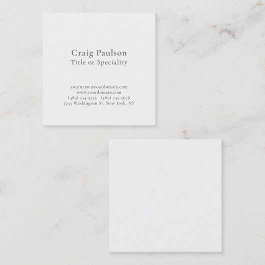 Simple Plain Black White Minimalist Modern スクエア名刺 (正面/裏面)