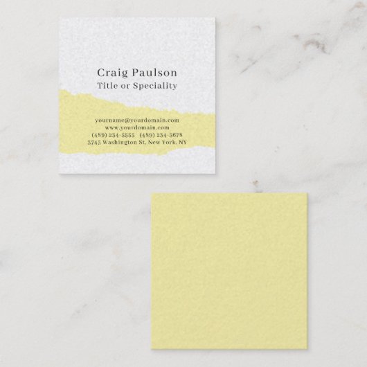 Simple Plain Cream Black White Minimalist Modern スクエア名刺 (正面/裏面)