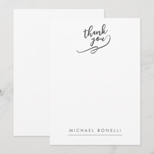 Simple Plain Minimalist Elegant Modern Name Thank  ノートカード (正面/裏面)