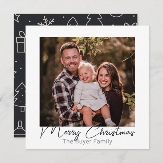 Simple Pleasures One Photo Doodle Christmas Card シーズンカード (正面/裏面)