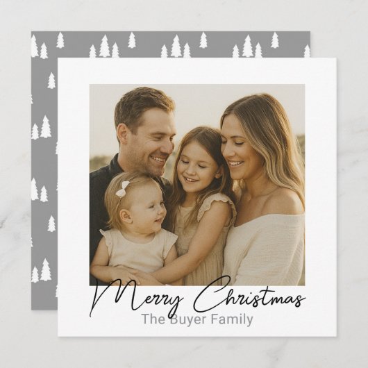 Simple Pleasures One Photo Gray Christmas Card シーズンカード (正面/裏面)