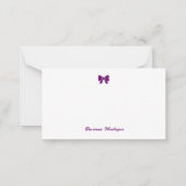 Simple Plum Purple Chic Bow Handwritten Name  ノートカード (正面)