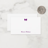 Simple Plum Purple Chic Bow Handwritten Name  ノートカード (正面/裏面インサイチュ)