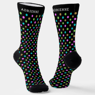 Simple Polka Dots Pattern Personalized Black ソックス