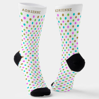 Simple Polka Dots Pattern Personalized White ソックス