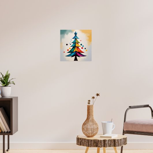 Simple Pop Art Geometric Christmas Tree and Circle ポスター (リビング3)