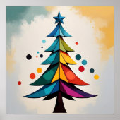 Simple Pop Art Geometric Christmas Tree and Circle ポスター (正面)