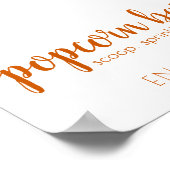 Simple Popcorn Bar | Fall Orange Any Event Sign ポスター (角)