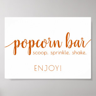 Simple Popcorn Bar Fall Orange Any Event Sign ポスター