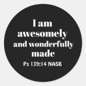 Simple Positive Bible Affirmation Christian Black ラウンドシール (正面)