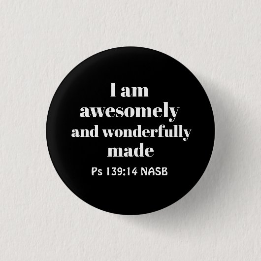 Simple Positive Bible Affirmation Christian Black 缶バッジ (正面)