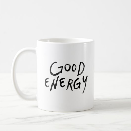 Simple Positivity Minimalist Good Energy Bold  コーヒーマグカップ (左)
