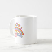 Simple Positivity Playful Retro Rainbow Flower コーヒーマグカップ (正面左)