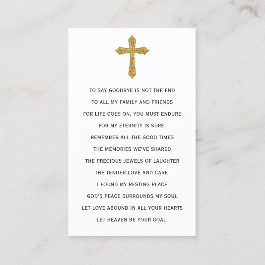 Simple Prayer Photo Sympathy Cards 名刺 (裏面)